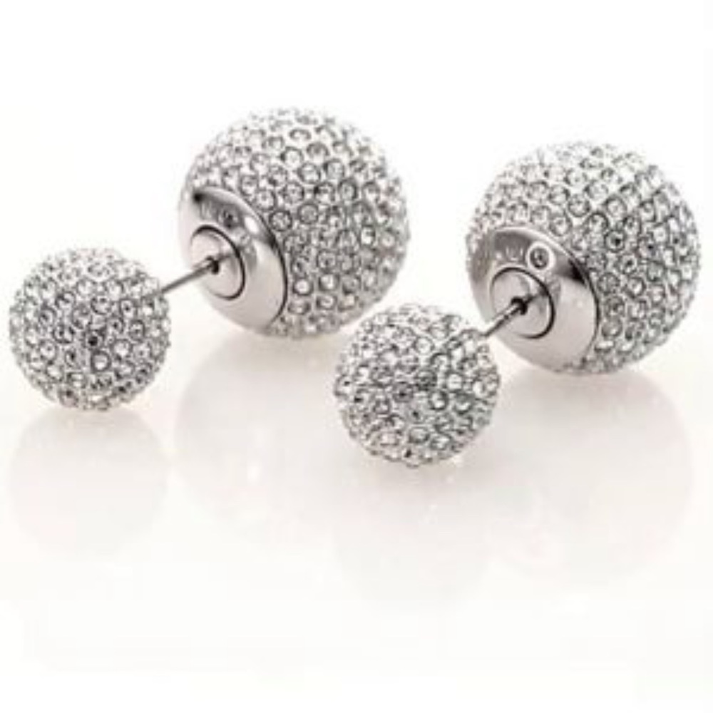 Adriana Orsini Decadence Pave Crystal Ball 2 sided Earrings